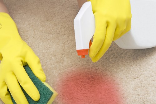 Steam carpet cleaning equipment preparing a carpet in Arkley