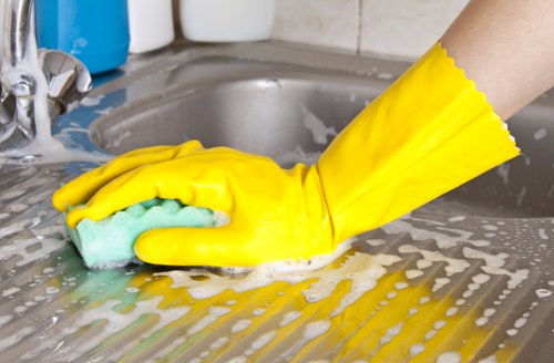 Carpet cleaning staff wearing PPE during a safety-conscious service